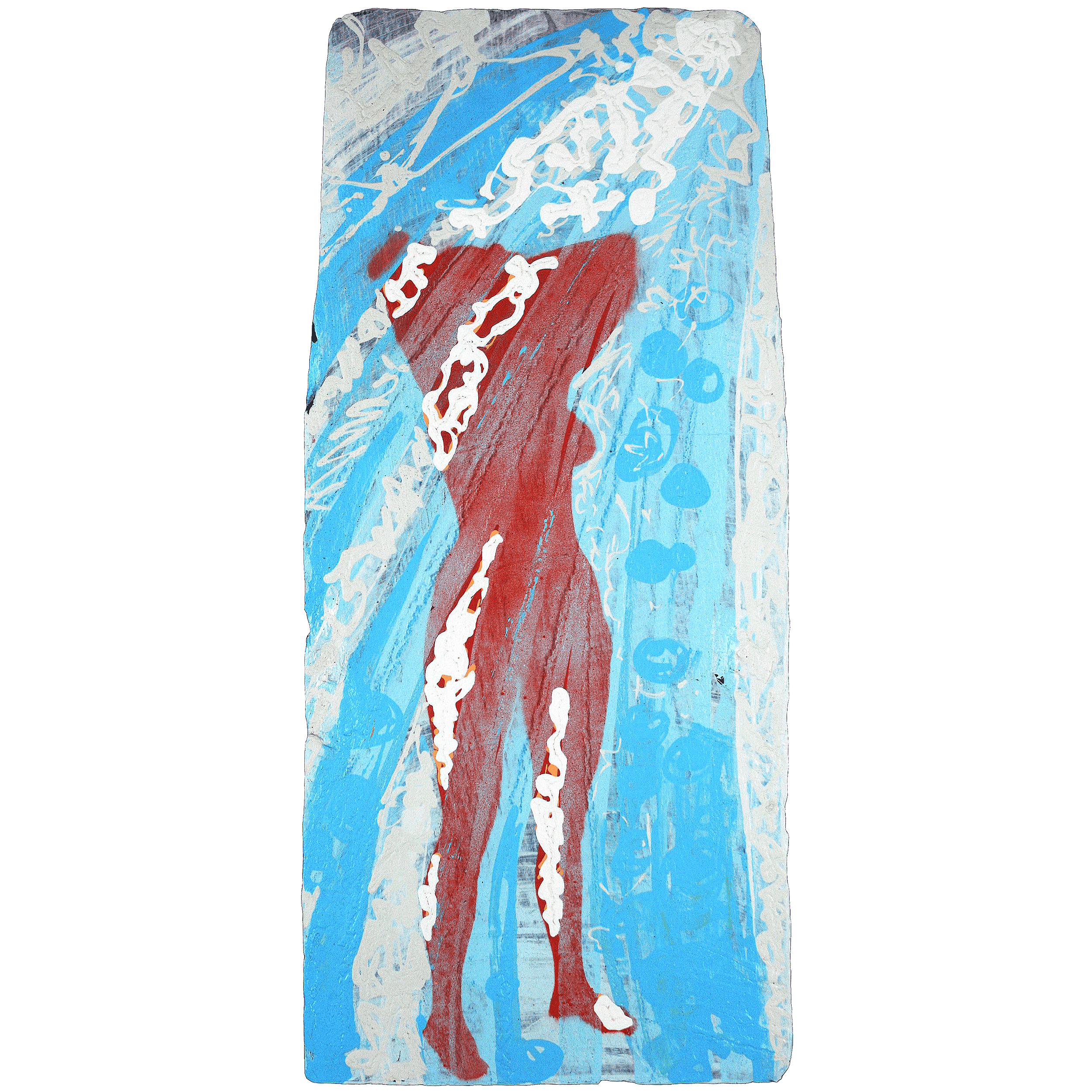 Red Model in White Froth