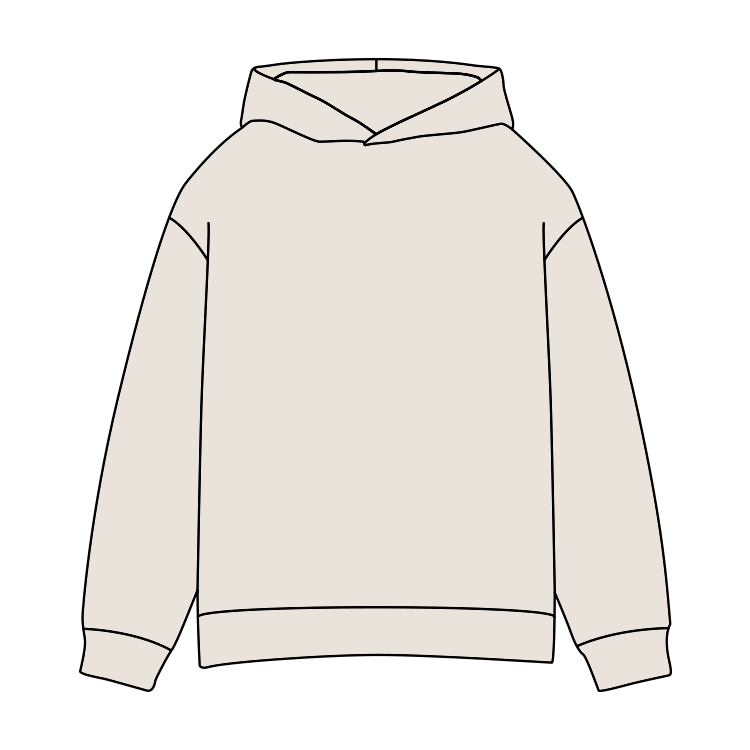 Sweat à capuche beige isolé sur fond noir.