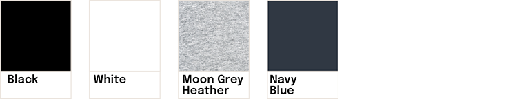 Échantillons de quatre couleurs de peinture : noir, blanc, gris lune, bleu marine.