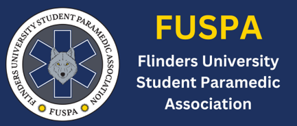FUSPA logo featuring a wolf and blue star, with text for Flinders University Student Paramedic Association