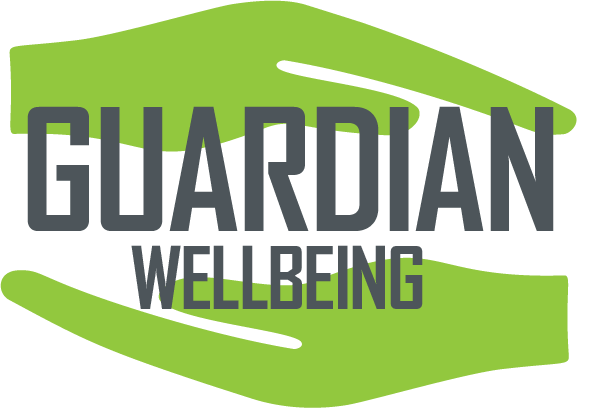 Guardian Wellbeing logo with green and black design.