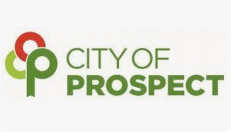 City of Prospect logo with green and red design elements and green text.