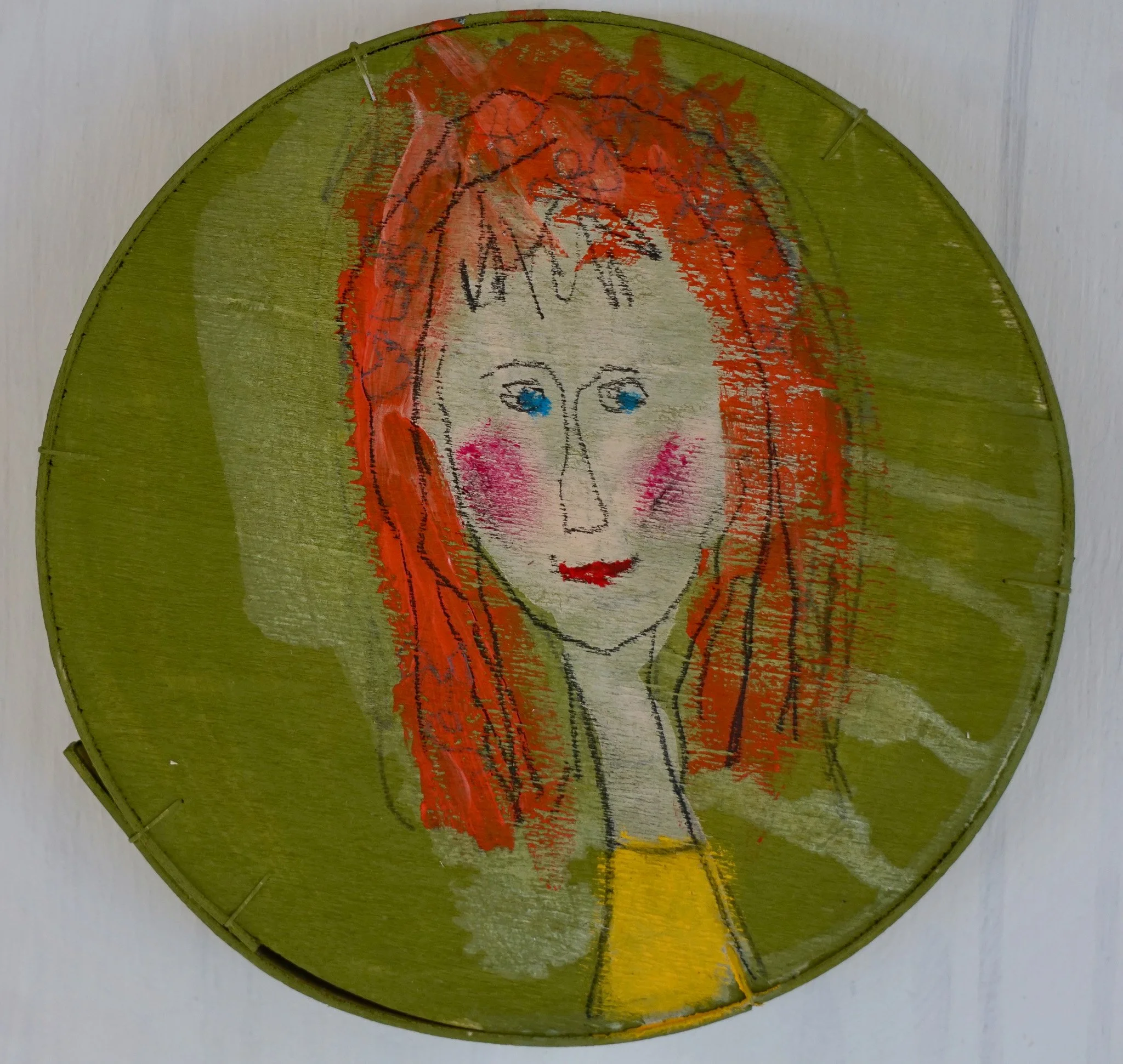 Gemälde auf einer Käseschachtel von Künstlerin Christine Bender