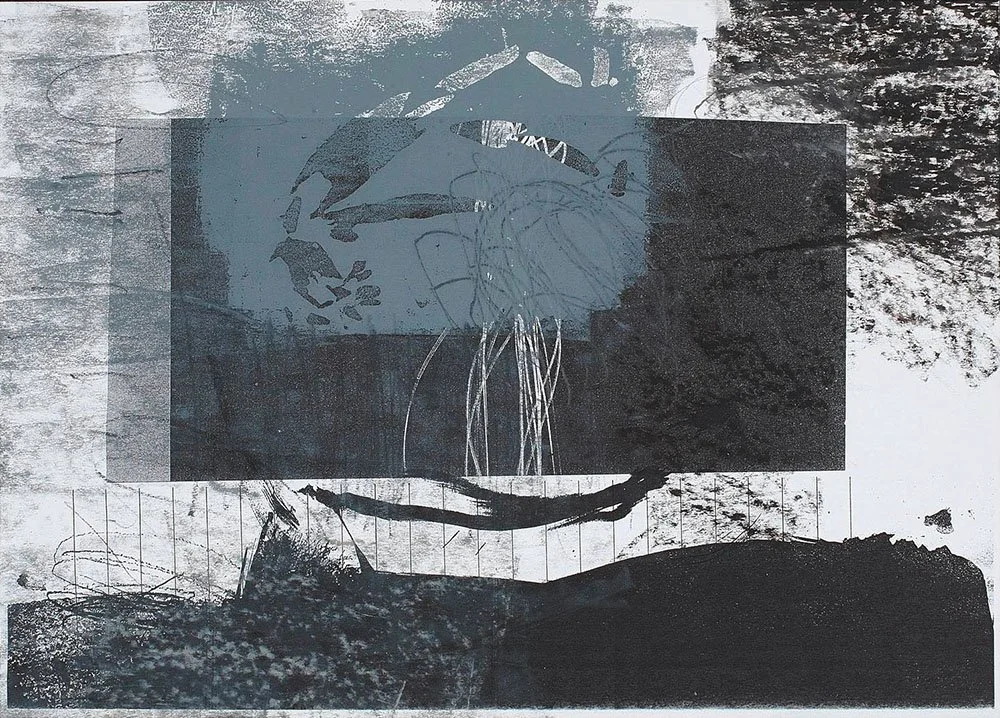 Kunstwerk auf Papier aus der Serie "Faden verloren" von Malerin Christine Bender