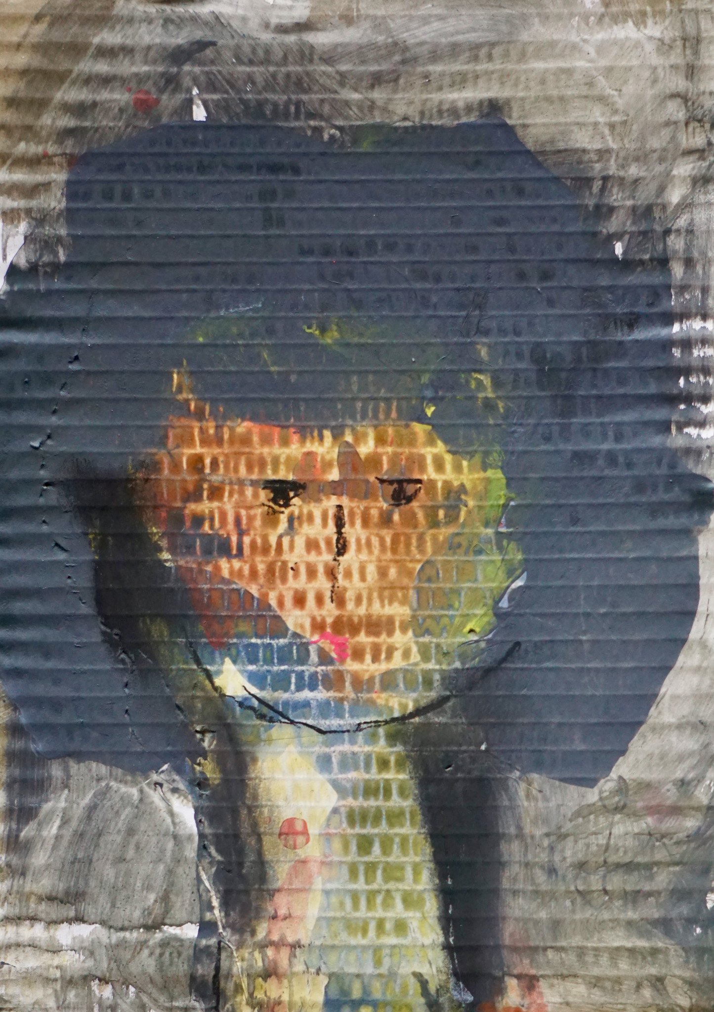 Kunstwerk aus der Serie "Köpfe auf Papier" von Malerin Christine Bender