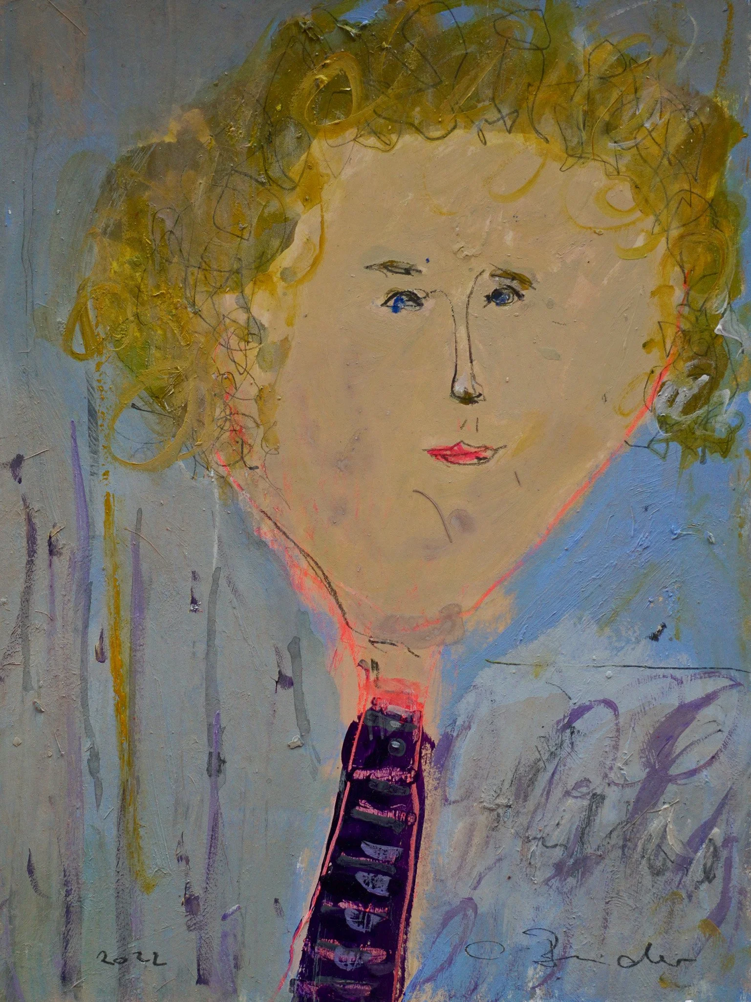 Kunstwerk aus der Serie "Köpfe auf Karton" von Malerin Christine Bender