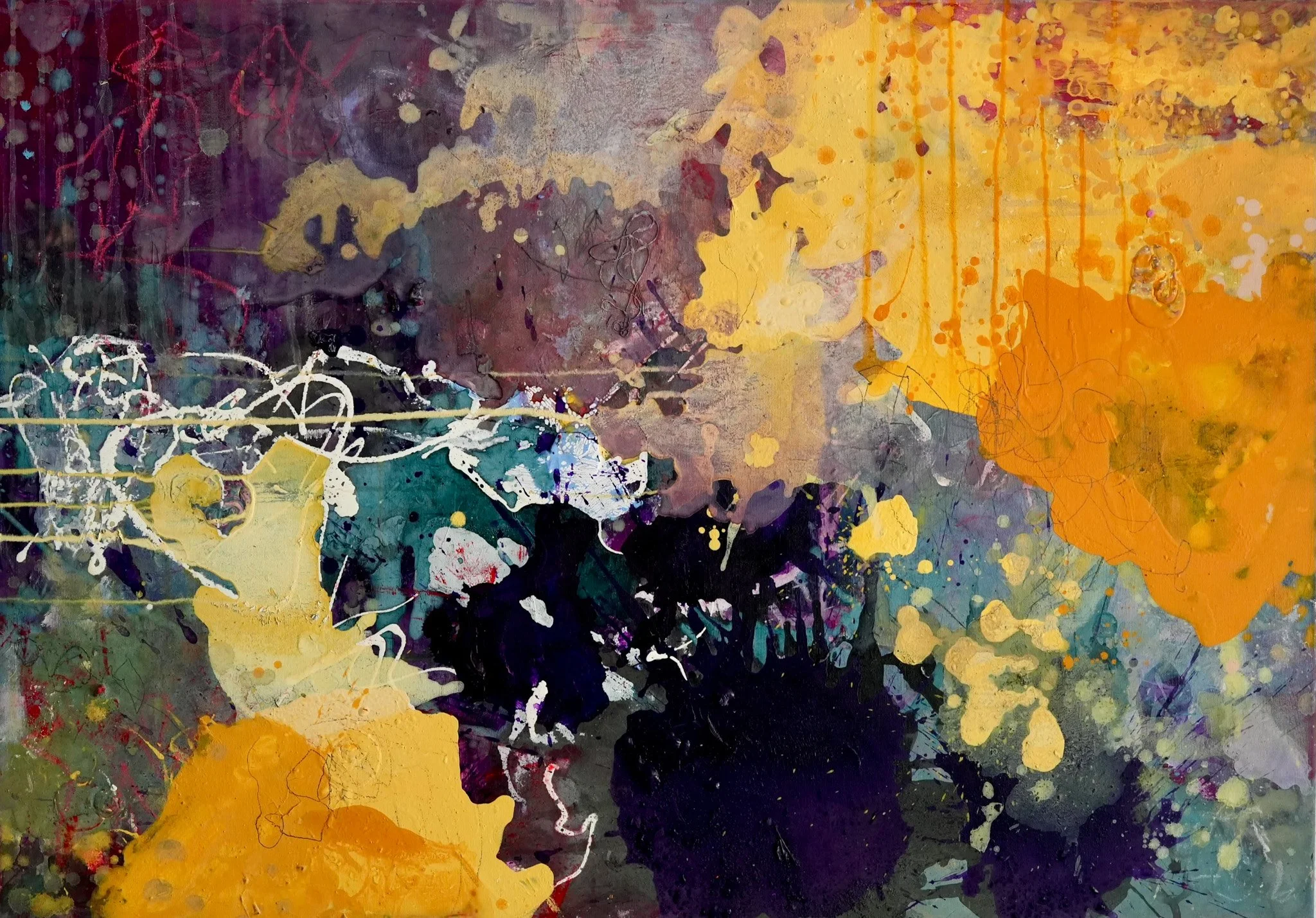 Abstraktes Gemälde auf Leinwand von Malerin Christine Bender