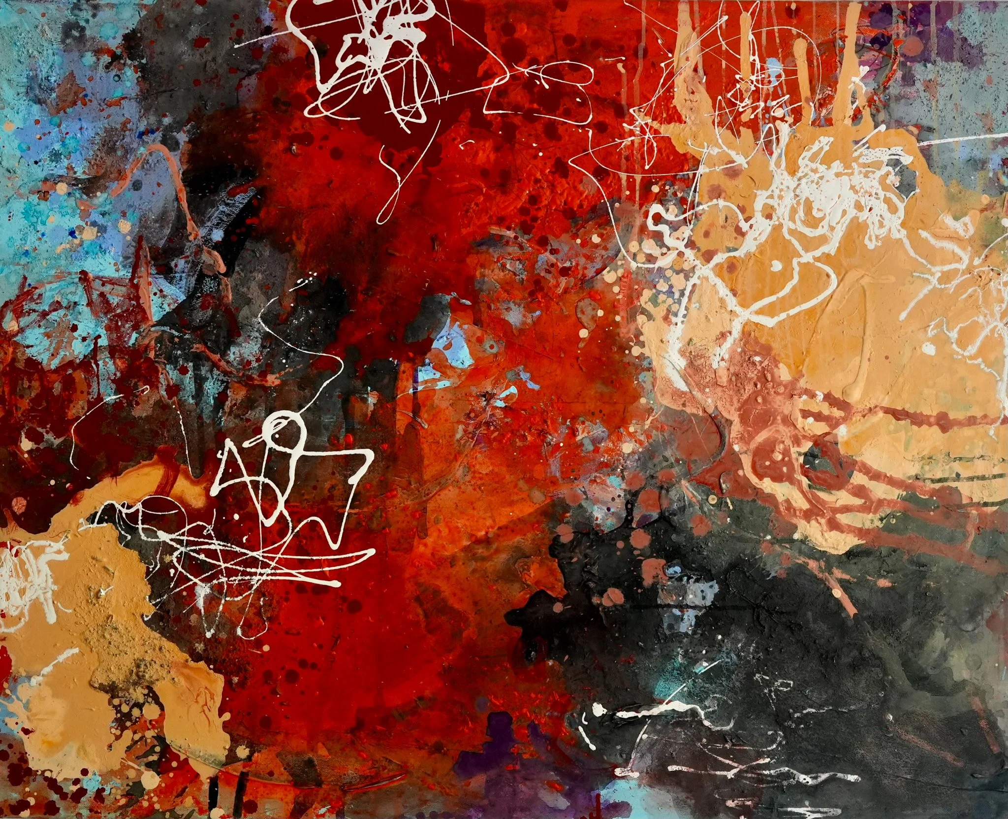 Abstraktes Kunstwerk auf Leinwand von Malerin Christine Bender