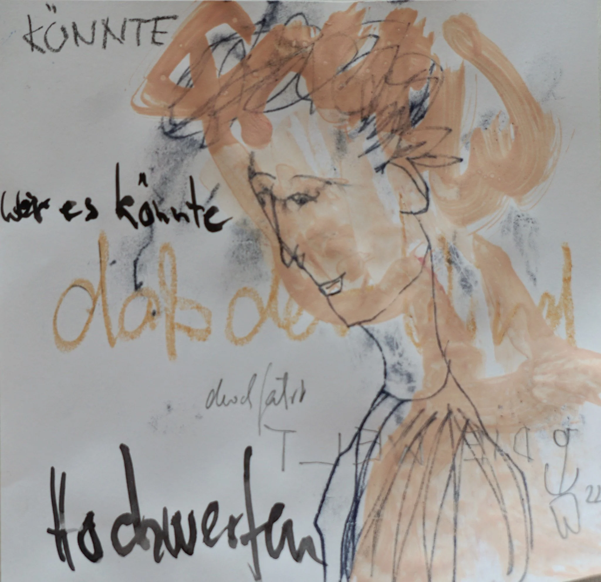 Kunstwerk auf Papier aus der Serie "Meine wilde Hilde" von Malerin Christine Bender