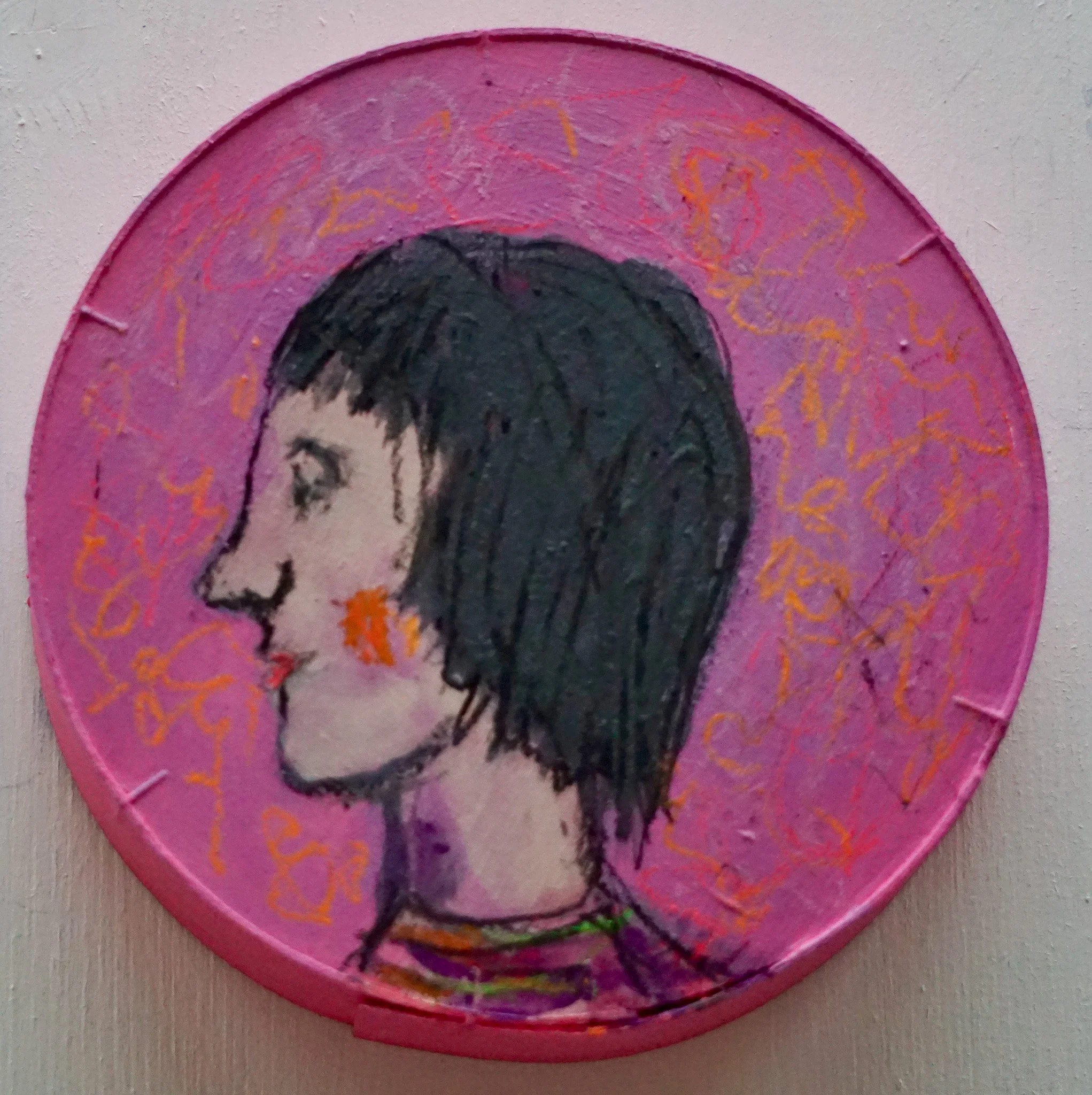 Gemälde auf einer Käseschachtel von Künstlerin Christine Bender