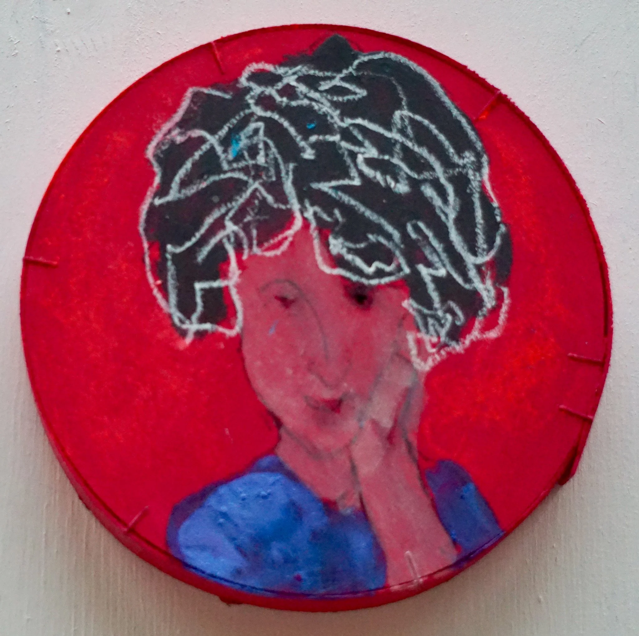 Gemälde auf einer Käseschachtel von Künstlerin Christine Bender