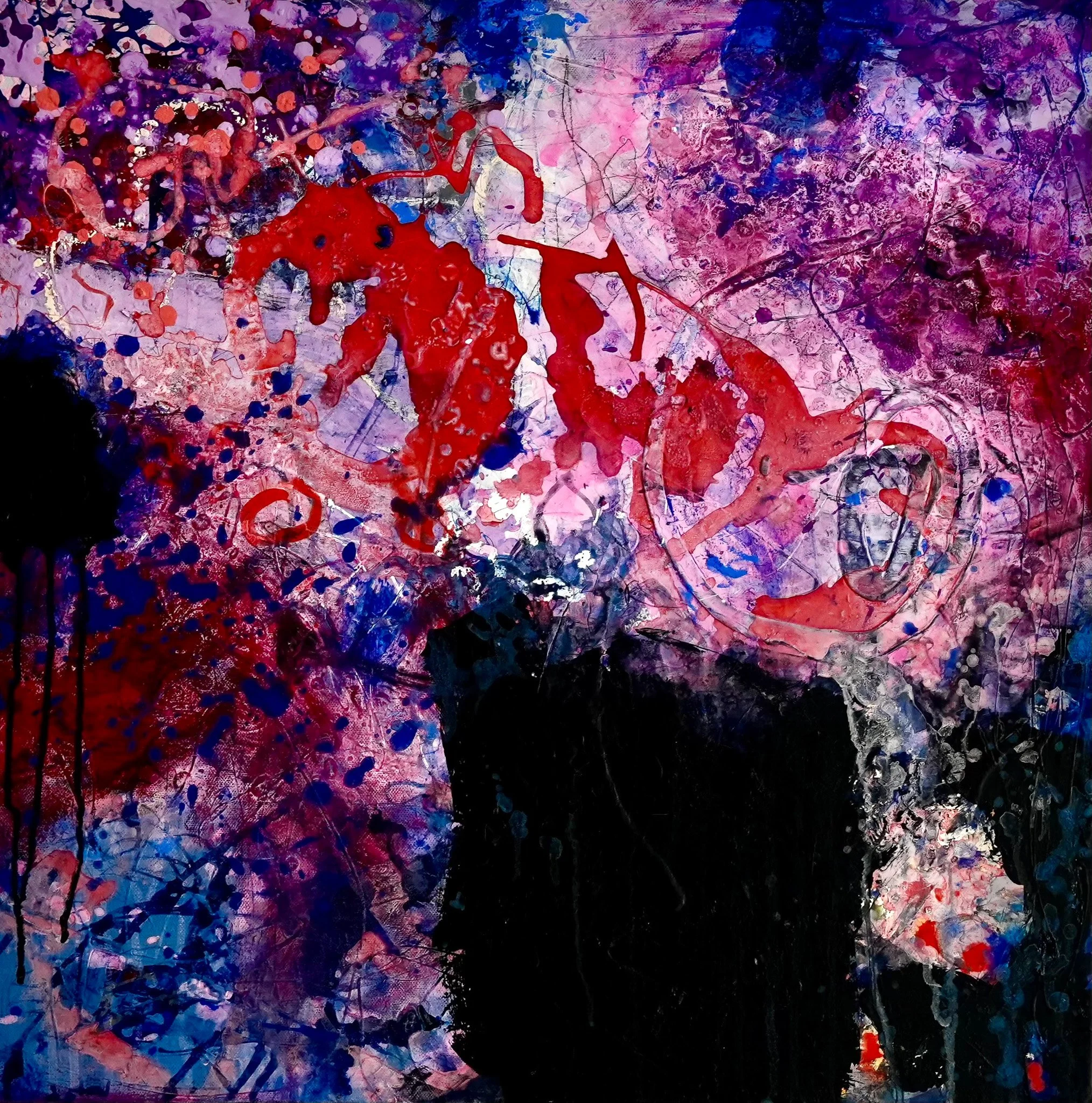 Abstraktes Gemälde auf Leinwand von Malerin Christine Bender