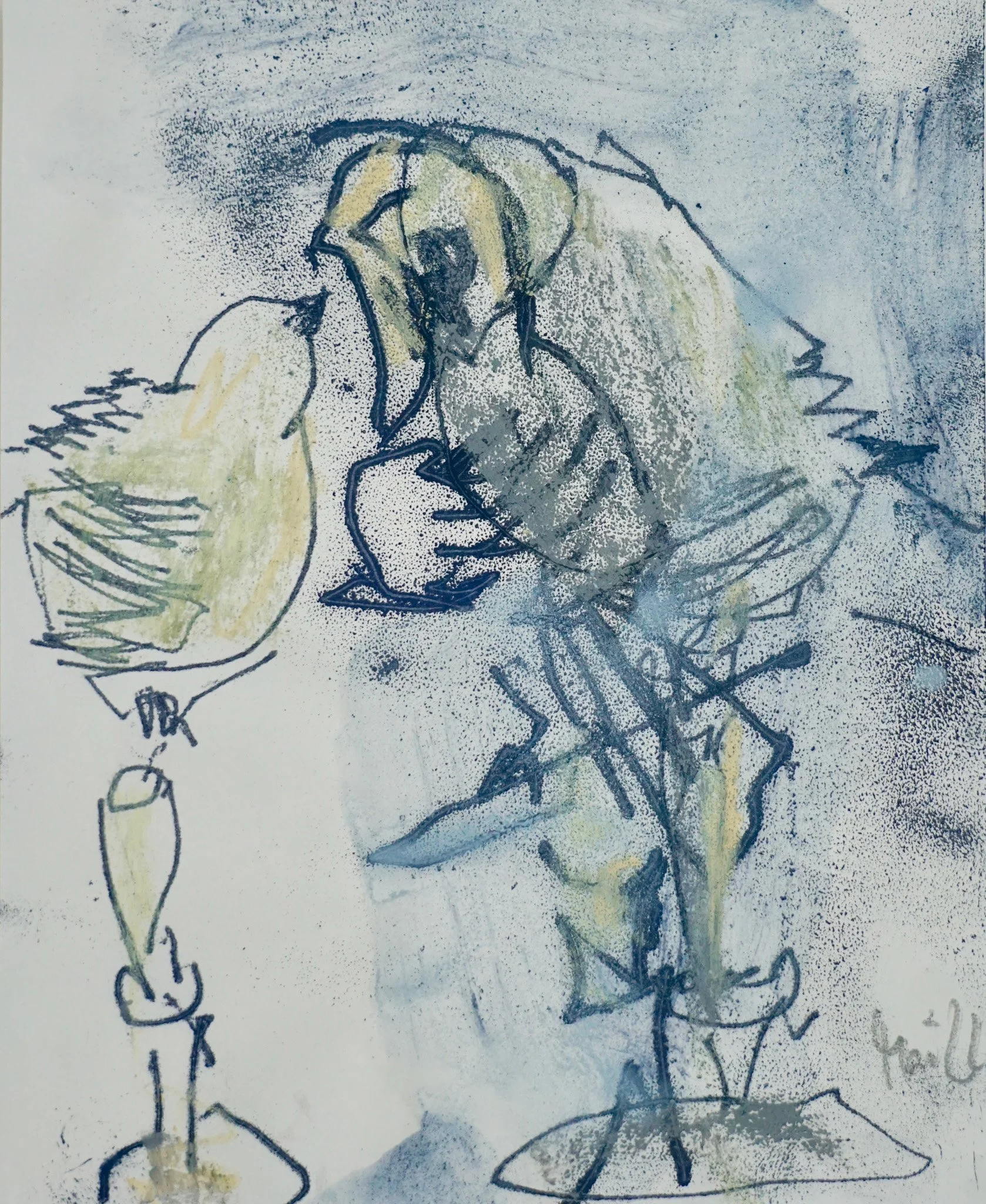 Kunstwerk aus der Serie "Vögel auf Papier" von Malerin Christine Bender