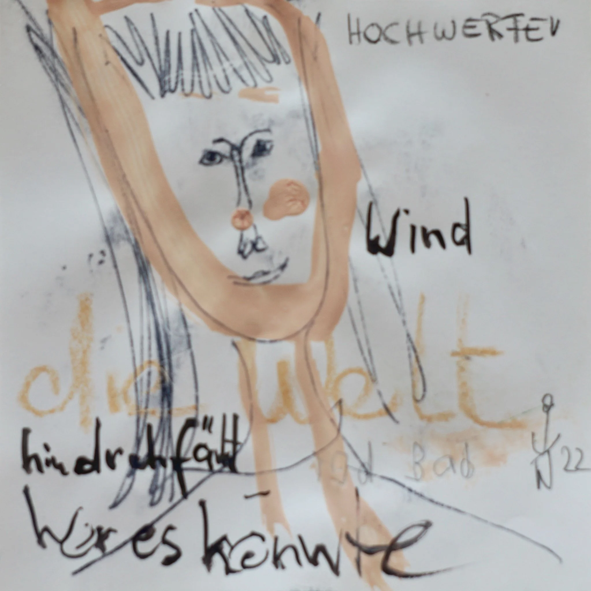 Kunstwerk auf Papier aus der Serie "Meine wilde Hilde" von Malerin Christine Bender