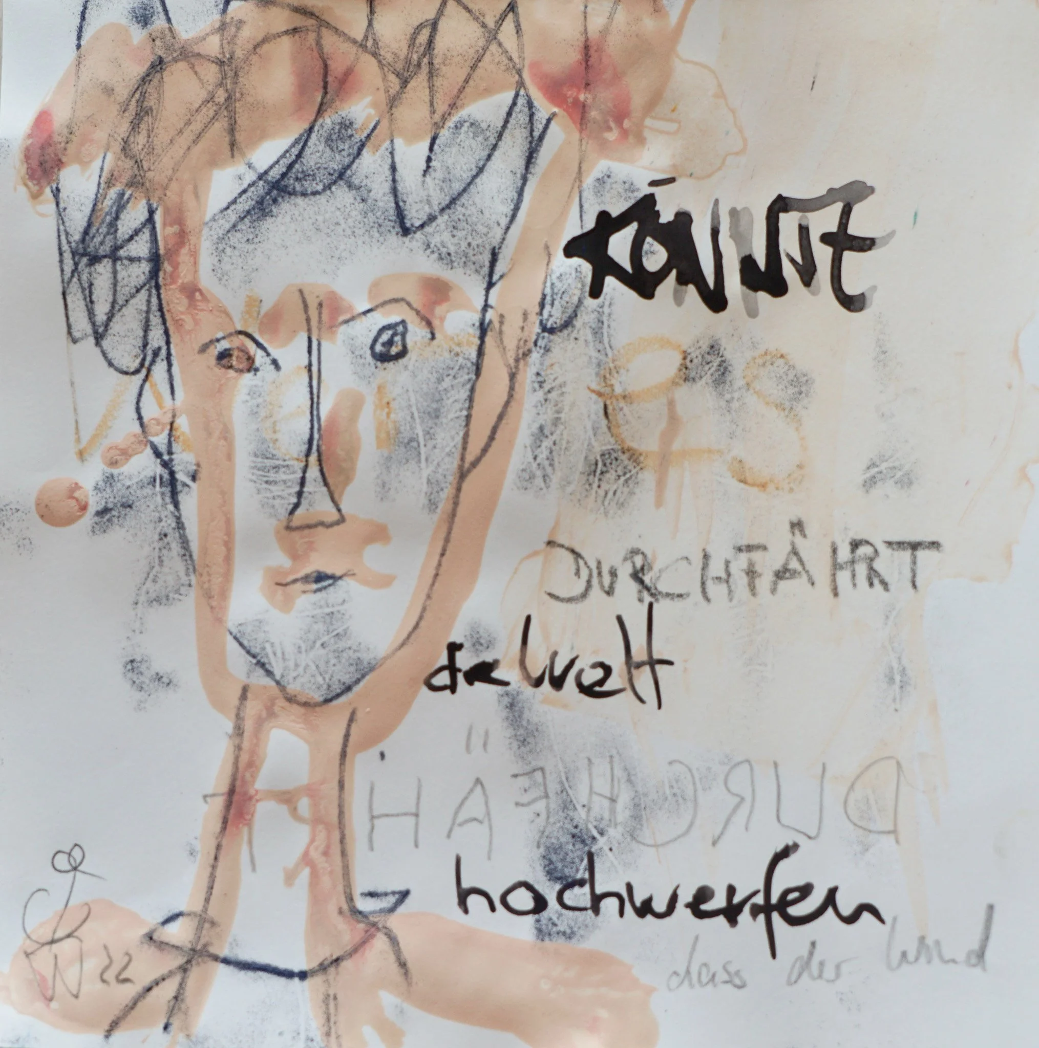 Kunstwerk auf Papier aus der Serie "Meine wilde Hilde" von Malerin Christine Bender