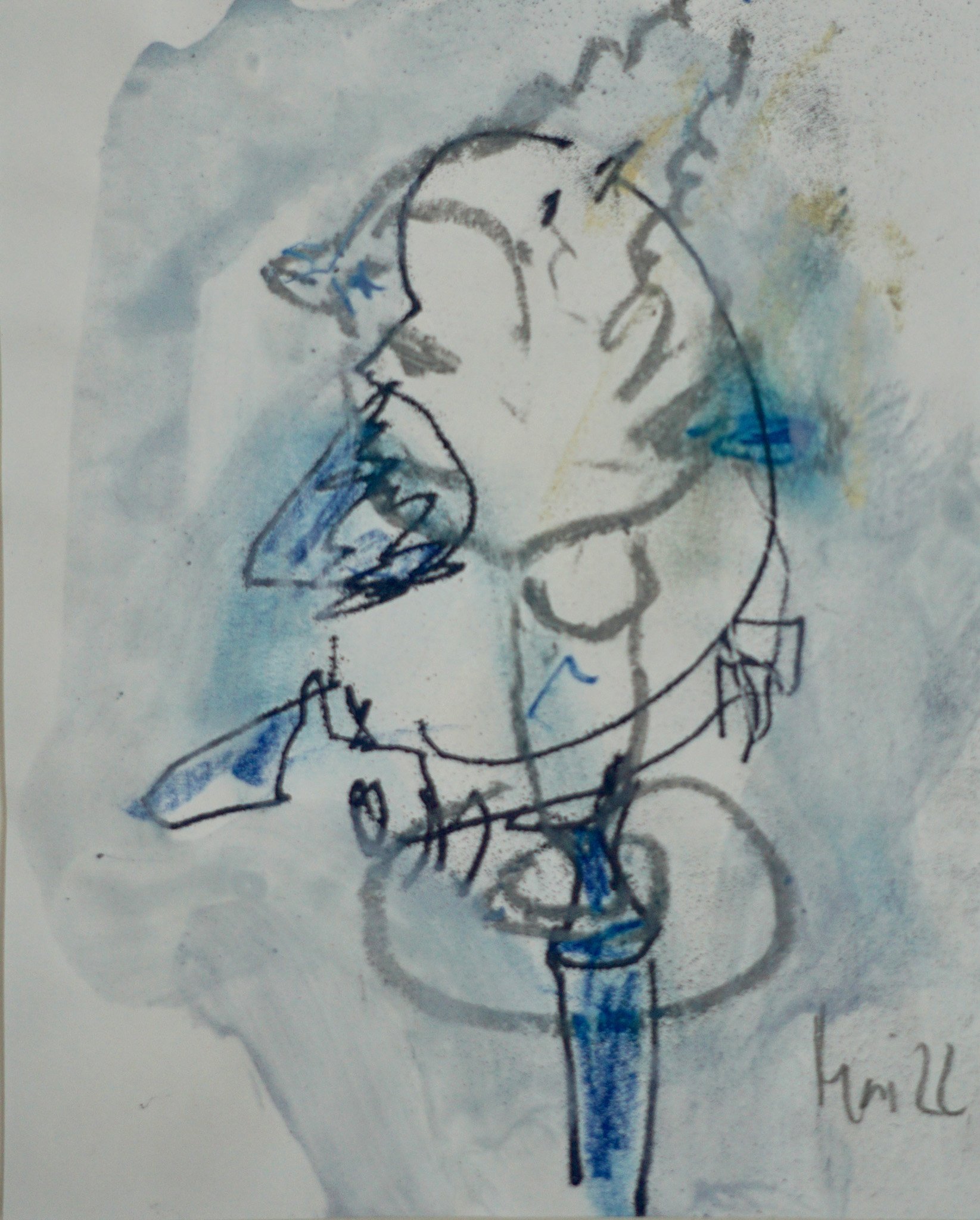 Kunstwerk aus der Serie "Vögel auf Papier" von Malerin Christine Bender