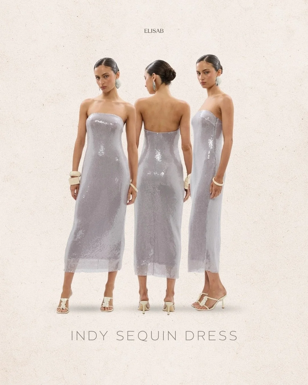 NEW ARRIVAL seen on @haileybieber 🤍

The &ldquo;Indy Sequin Dress&rdquo; is a strapless midi silhouette made to shine. 

Featuring a flattering silhouette with slight stretch through the body, this statement dress is fully lined with sheer sequin he