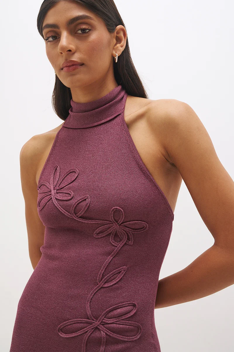 MON RENN - YASMIN KNIT DRESS - PLUM LUREX - PERTH BOUTIQUE ELISAB 1.webp