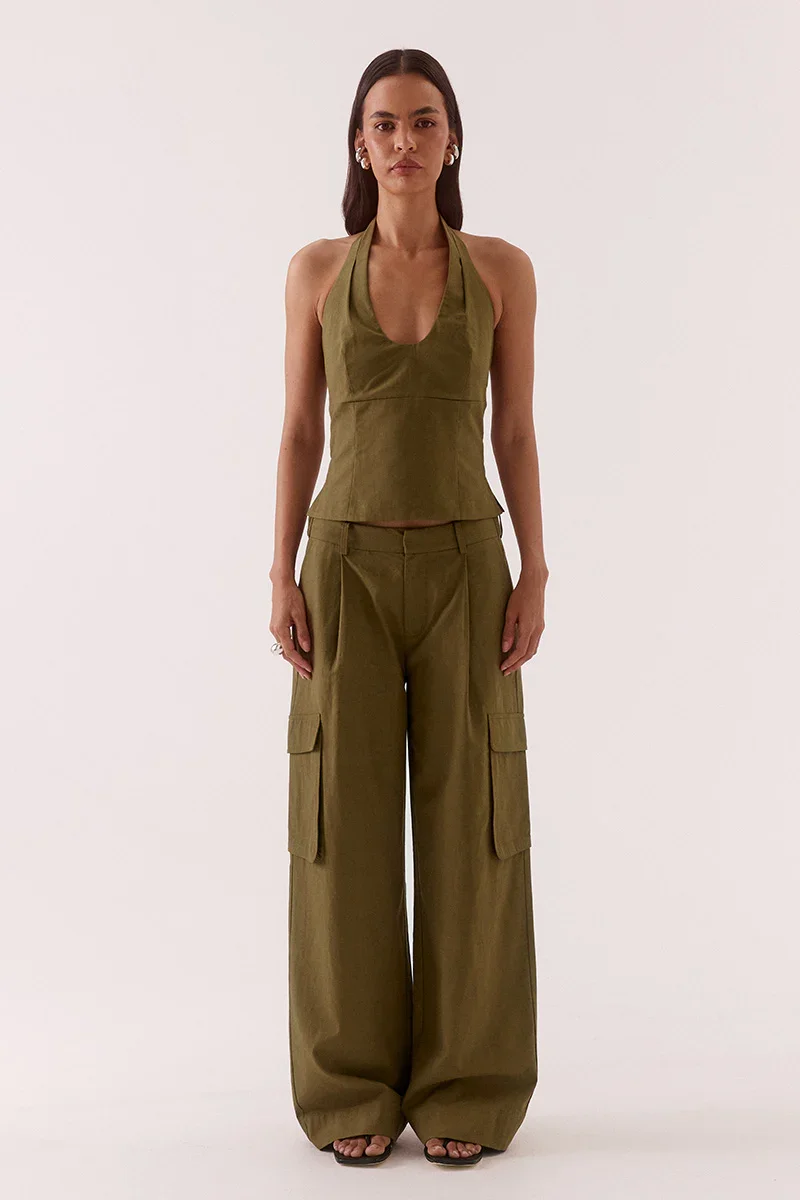 SOVERE STUDIO - SABINE CARGO PANTS - KHAKI - PERTH BOUTIQUE ELISAB.webp