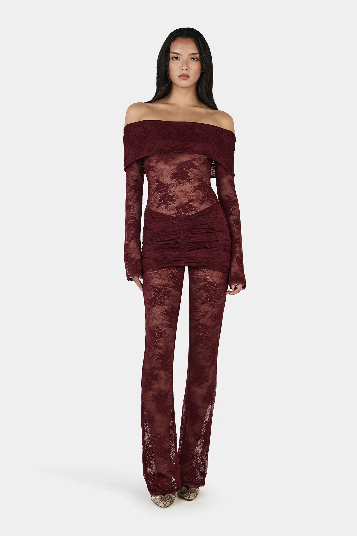 OWNLEY | IRVING LACE PANTS - BURGANDY