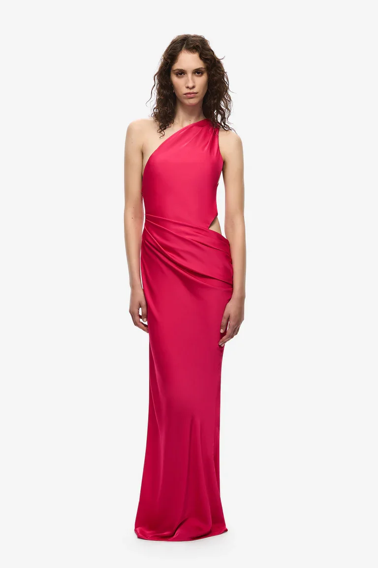 MISHA | THE ISADORA SATIN DRESS - BRIGHT ROSE
