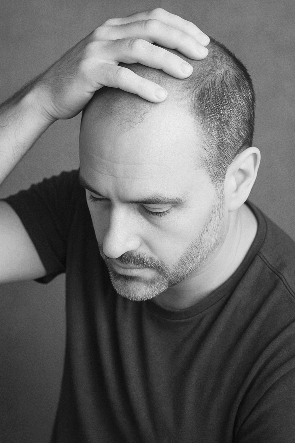 Un homme souffrant de chute de cheveux / calvitie / alopécie