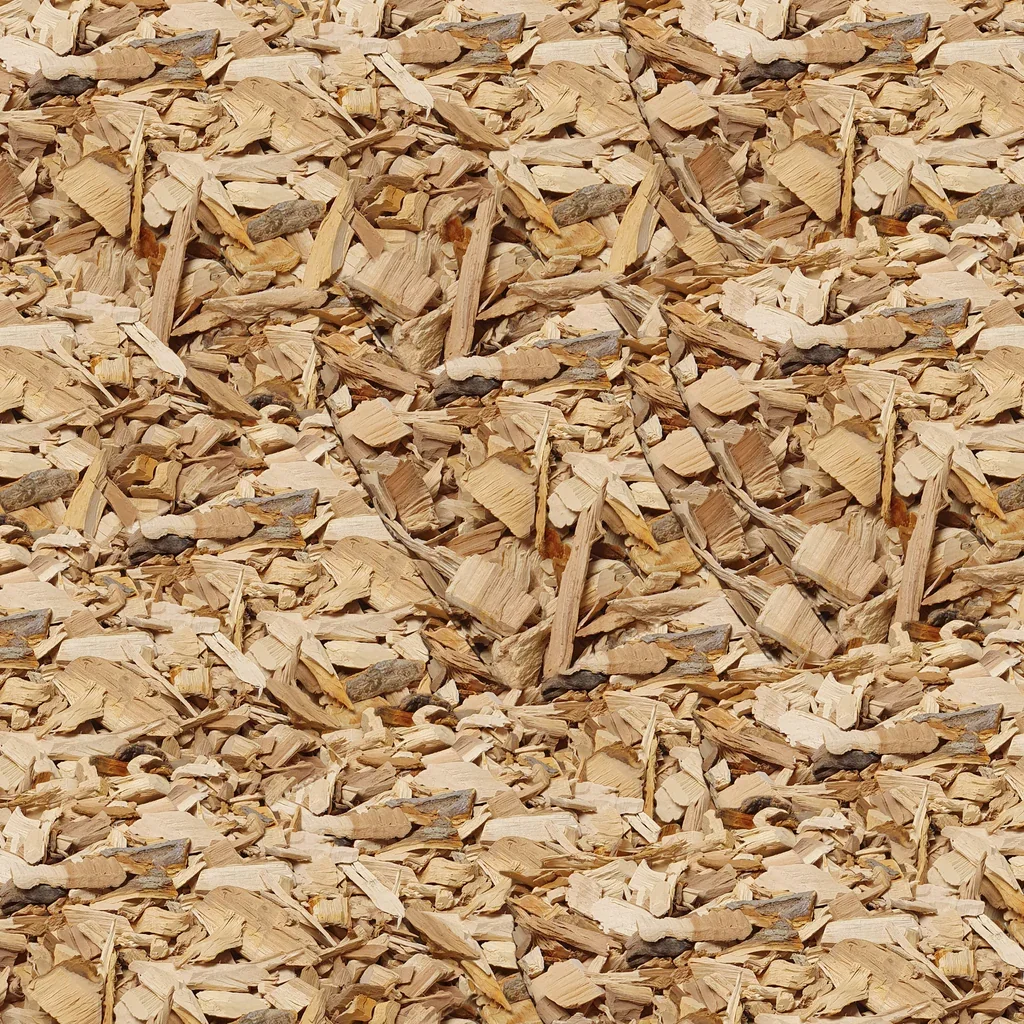 A large pile of BBQ wood chips made from used casks.