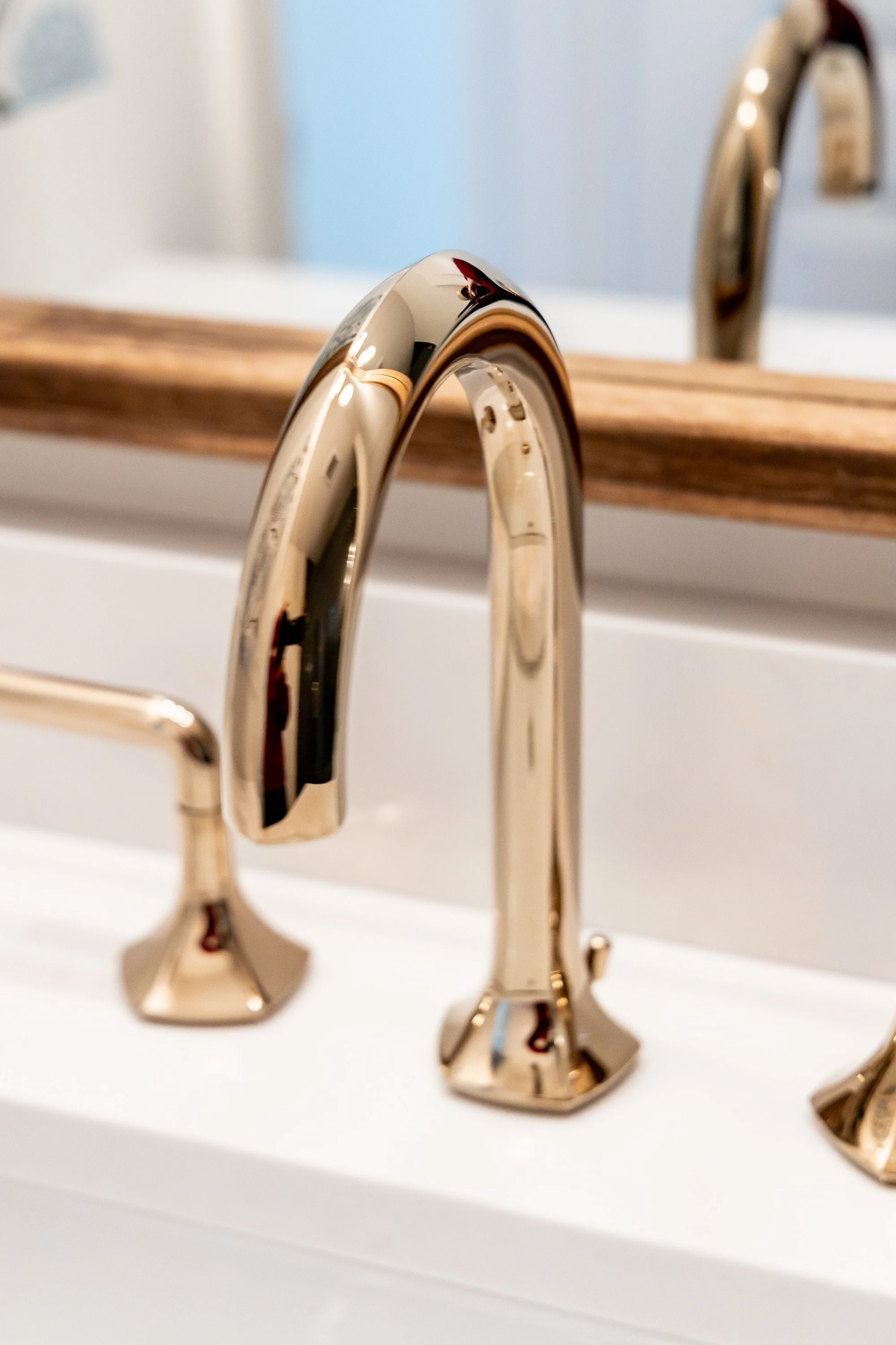 Kohler Occasion widespread bathroom faucet with Cane spout design in Vibrant French Gold