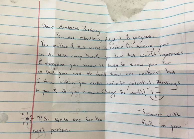 Unfortunately Note The Unexpected Note That Made My Day — Bess Corriveau