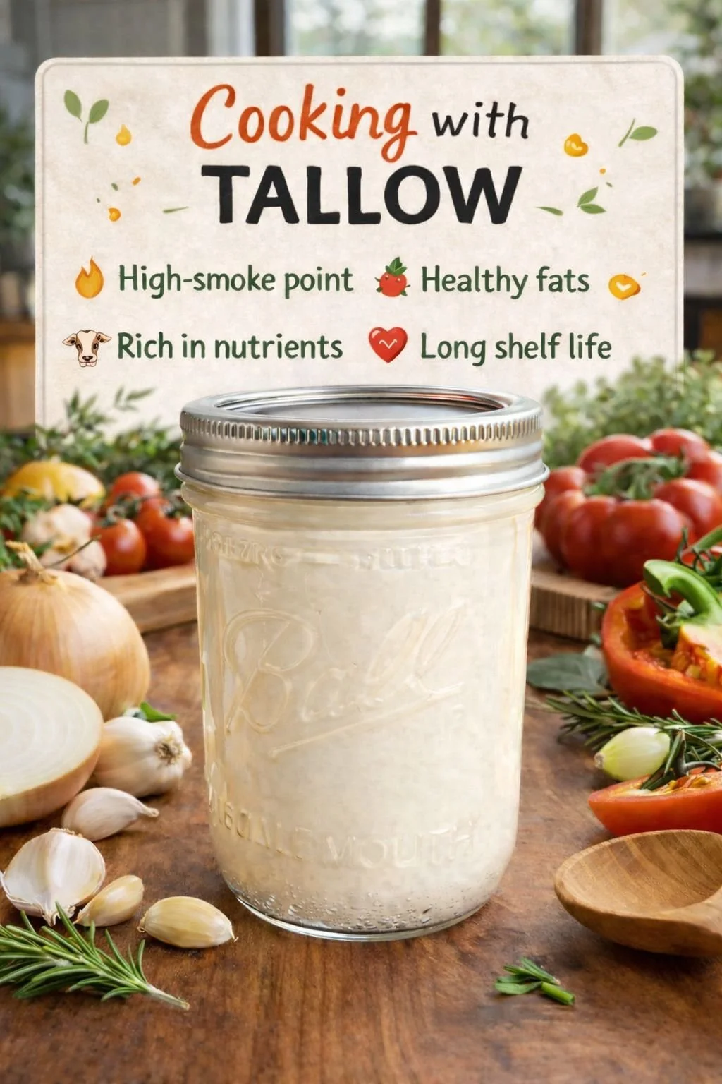 grass-fed cooking tallow- 16 oz jar
