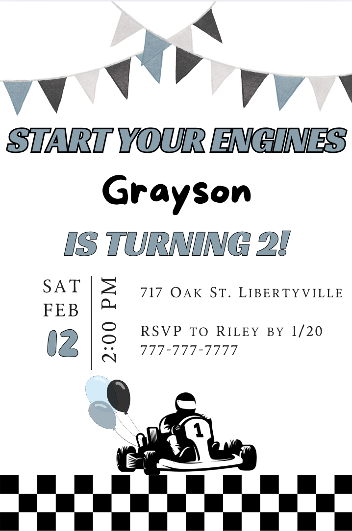 Blue Racing Invitation