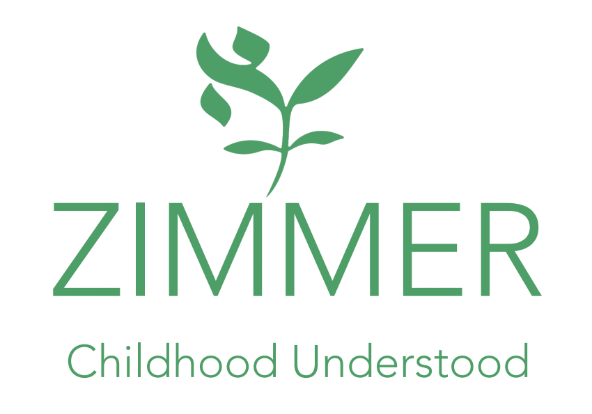 Zimmer Childcare logo featuring a green plant with leaves and the text 'ZIMMER' in large font and 'Childhood Understood' below.
