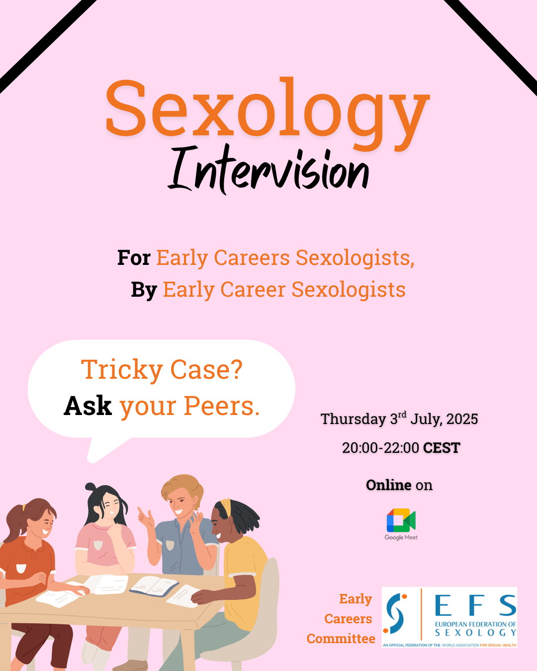 Sexology Intervision peer support event for early career sexologists hosted online by the European Federation of Sexology
