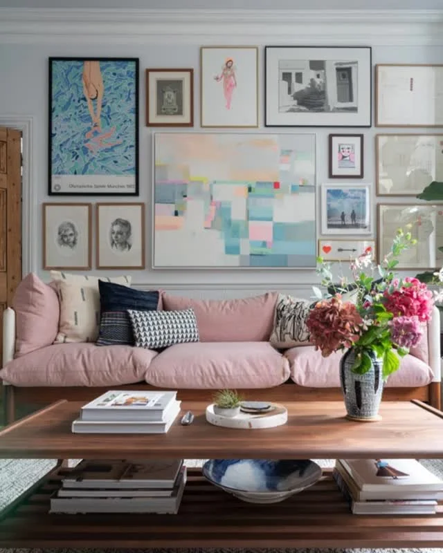 Stop looking for things that match and start looking for things that matter.

A gallery wall should be more than a collection of images that coordinate with your soft furnishings. In my view, the most successful walls are those that act as a visual d