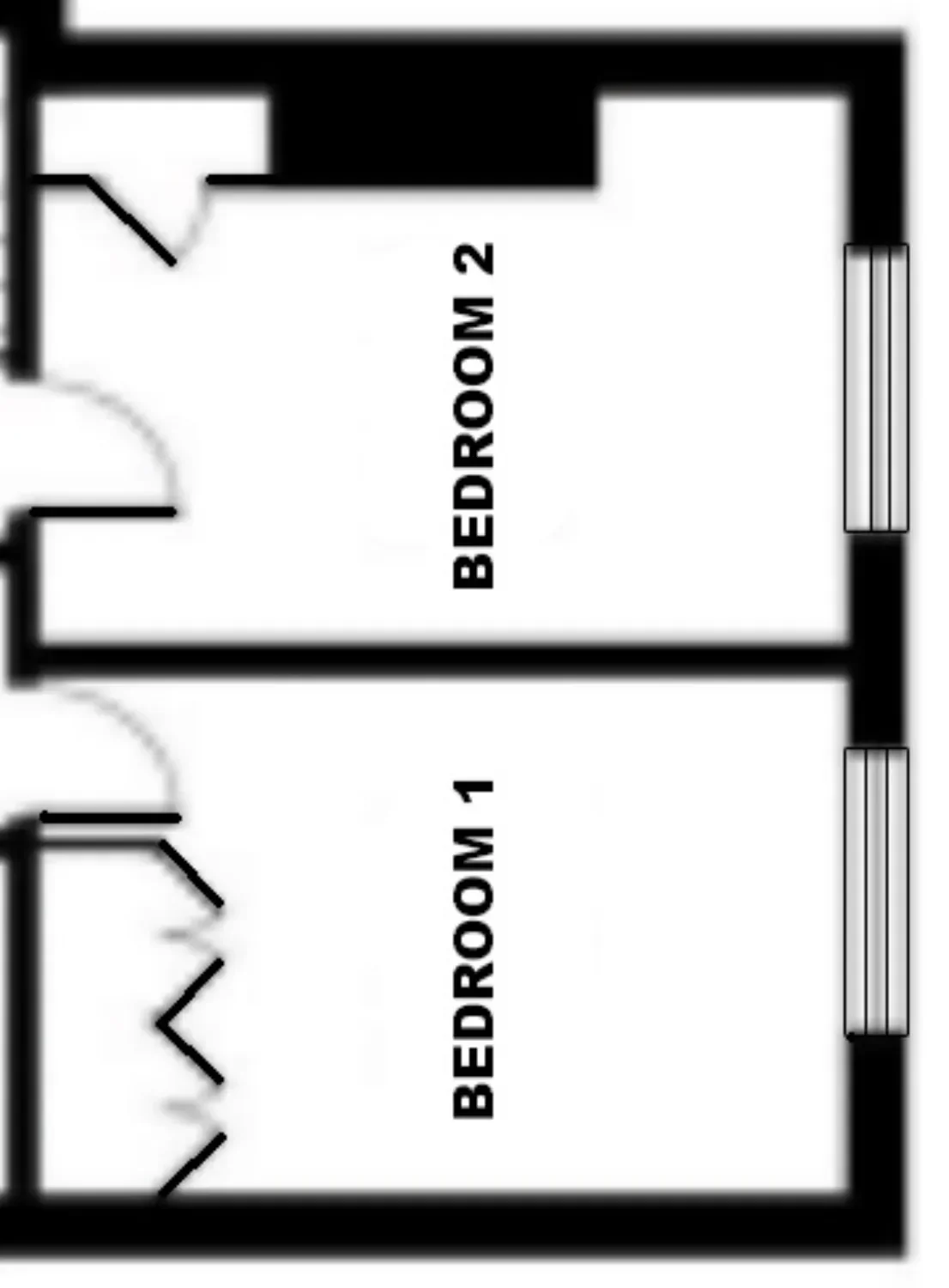 Original floor plan of 2 bedrooms
