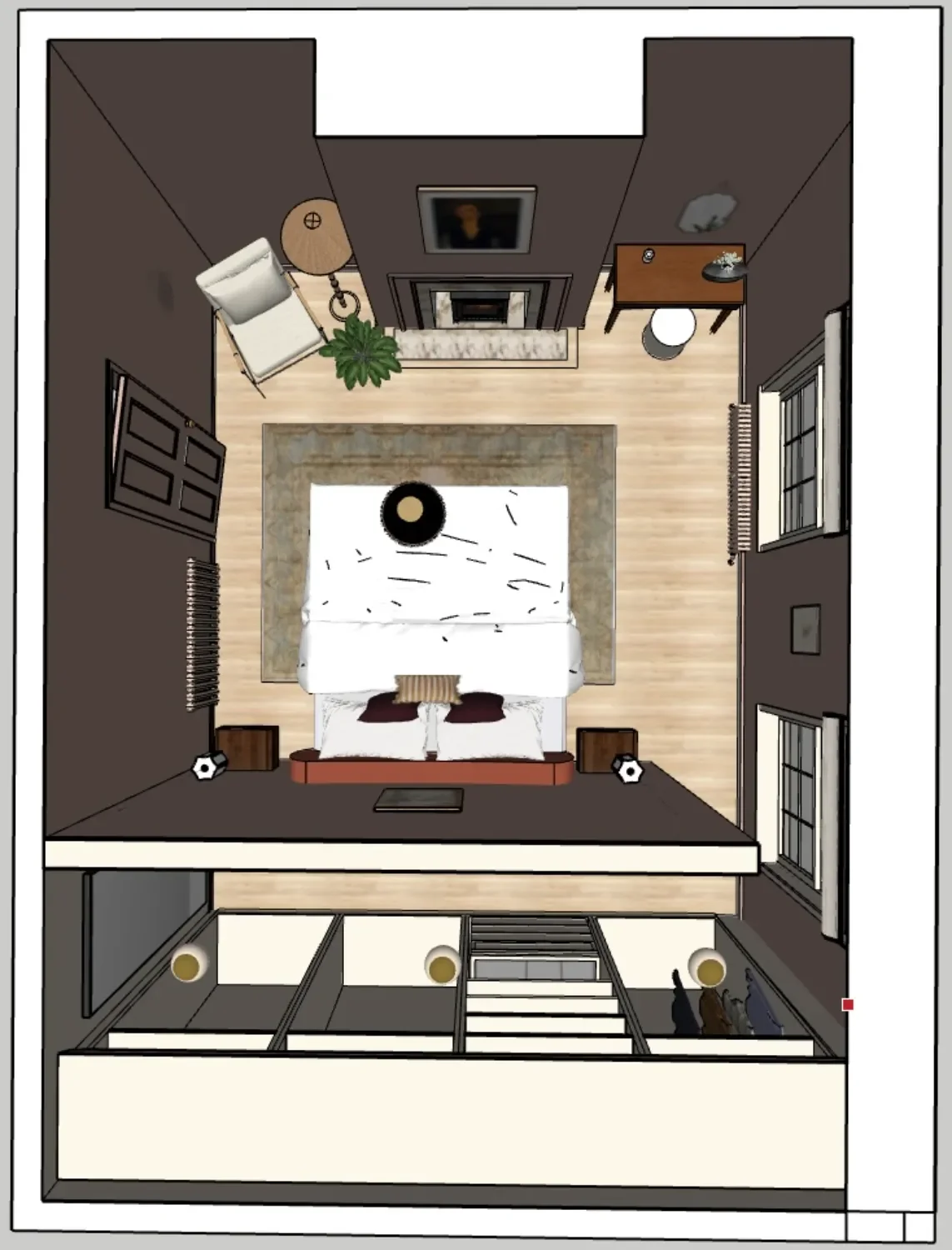 Final floor plan with new stud wall