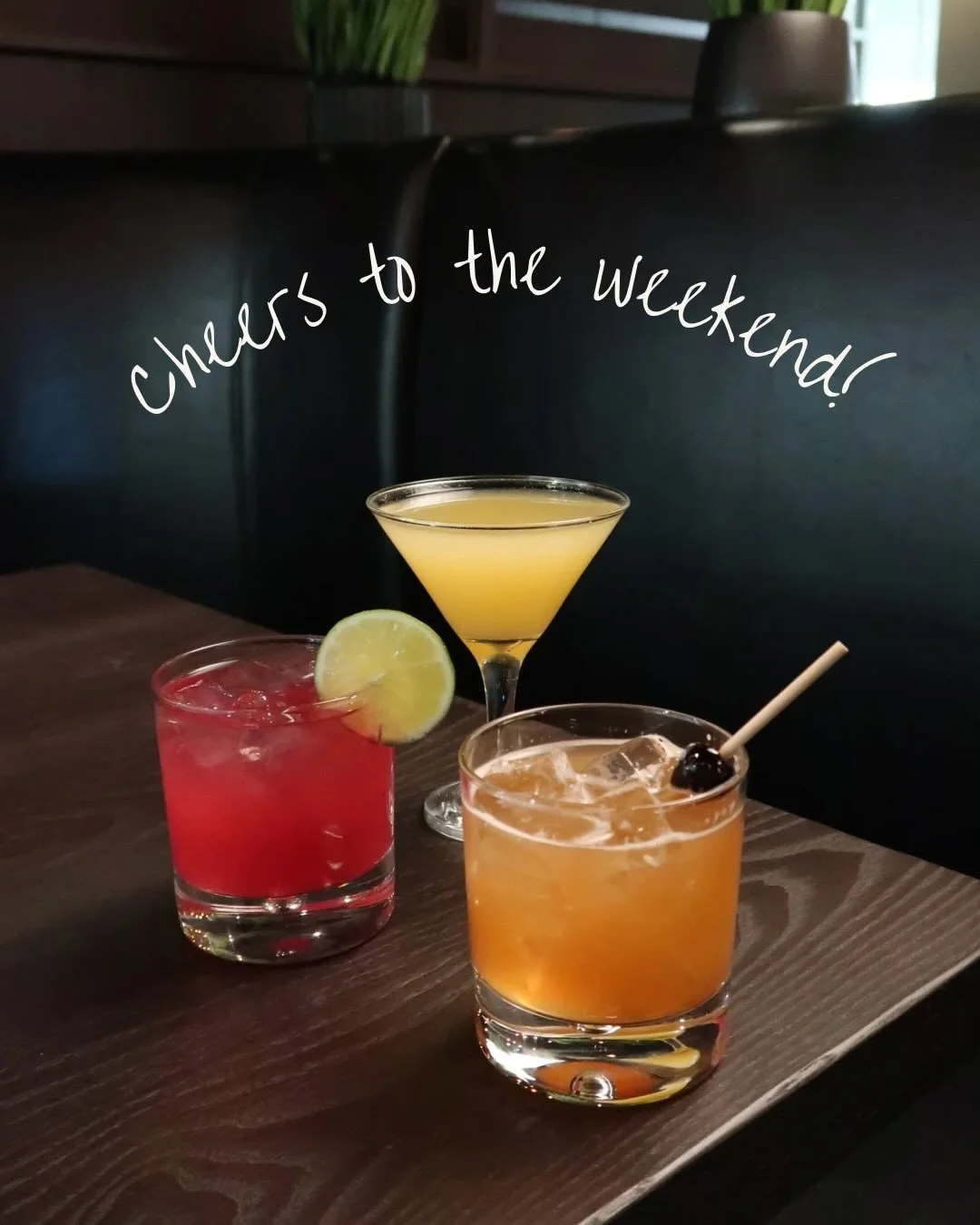 Cheers to the weekend, you deserve a drink 🍸 Swipe right for your next drink order.