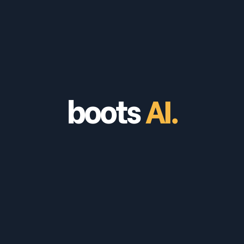 Boots AI logo with white and yellow text on a dark background.