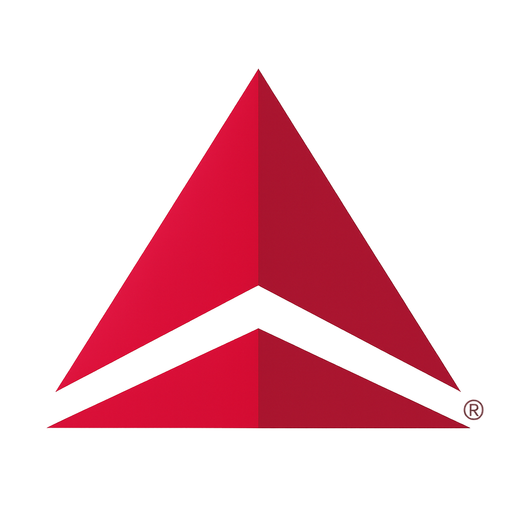 Red 3D arrow logo pointing upwards, with a registered trademark symbol in the bottom right corner.