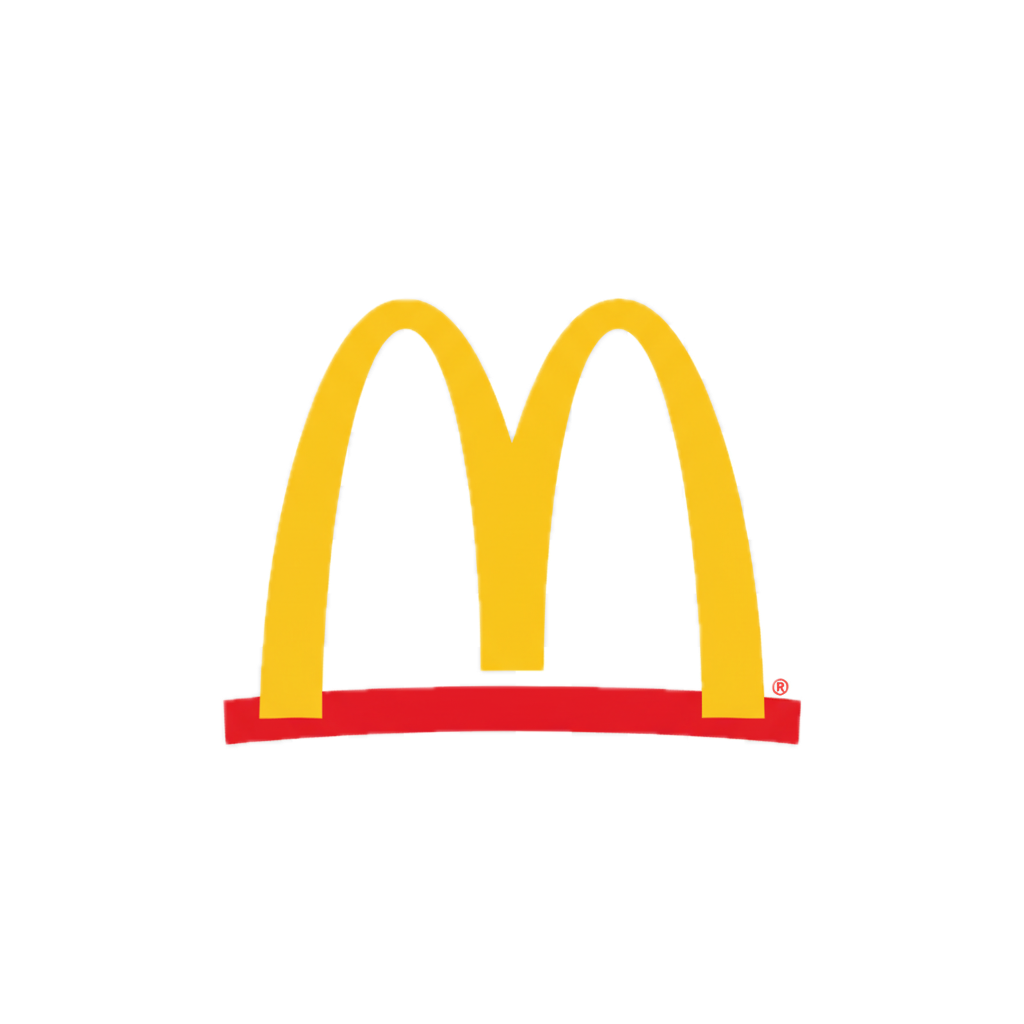 McDonald's yellow arches logo with a red base on a black background.