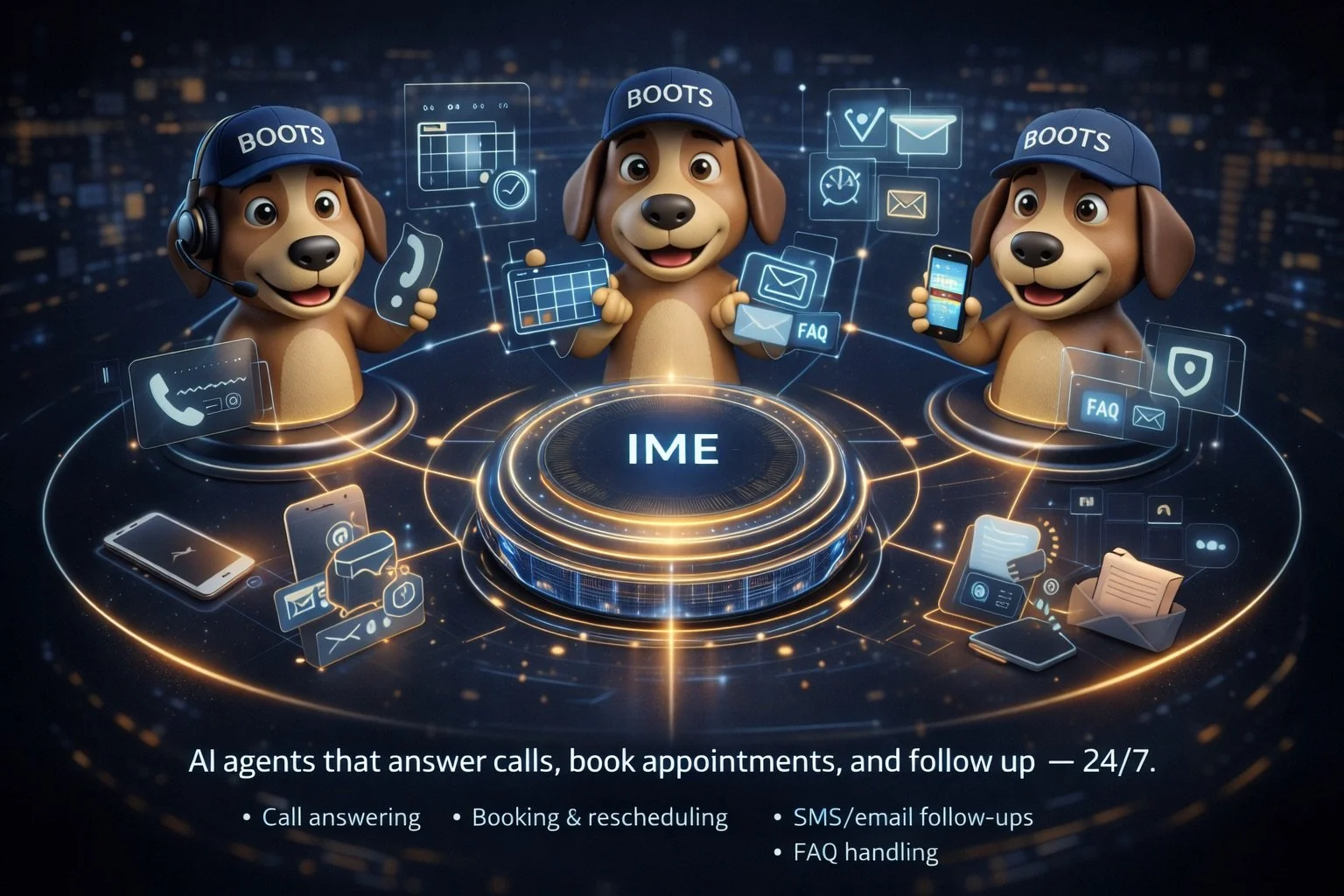 Institutional Memory Engine visual that represents AI Agent Orchestration as a solution/service powered by Boots On The Ground AI.