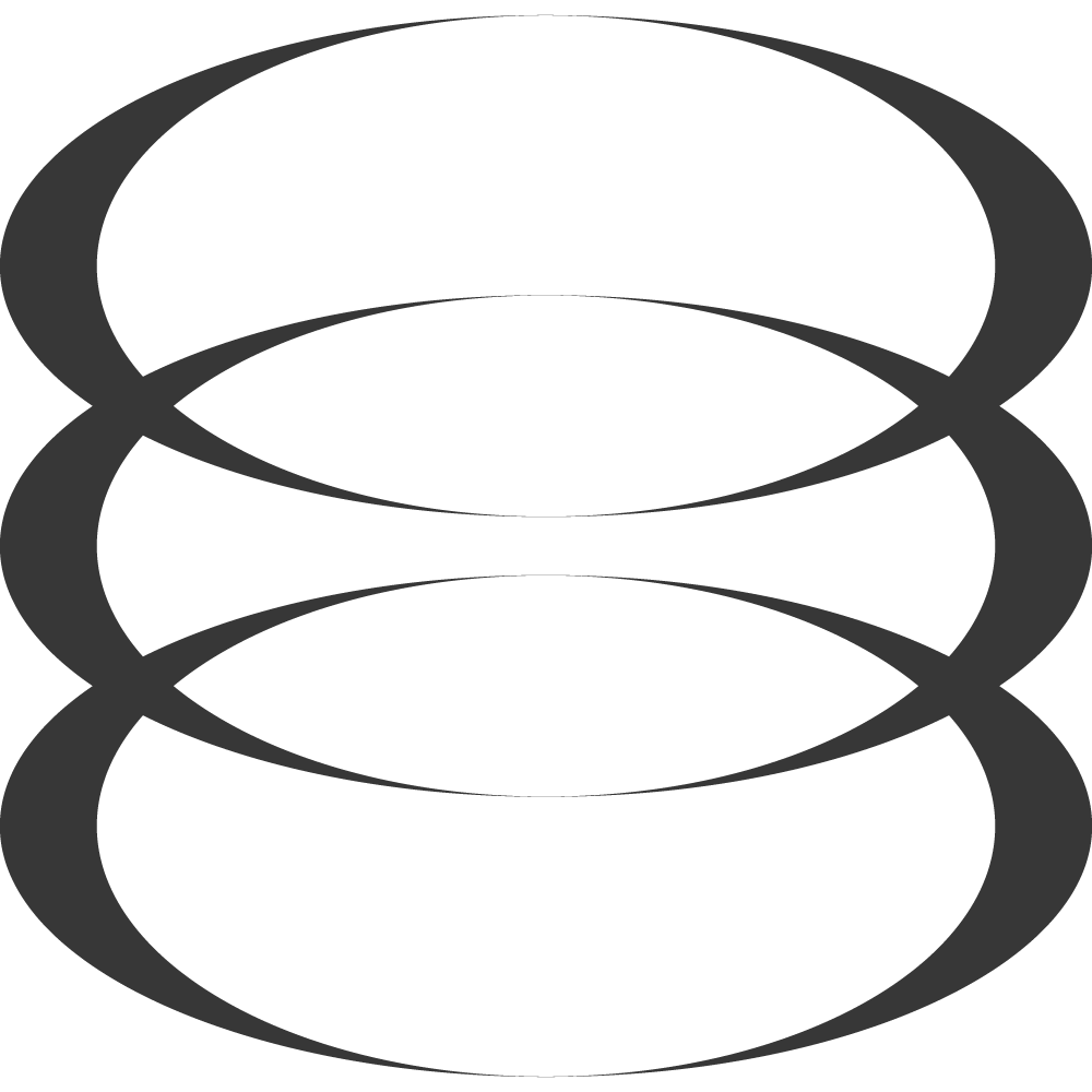 A black background with four large gray rings stacked vertically, creating an abstract geometric pattern.