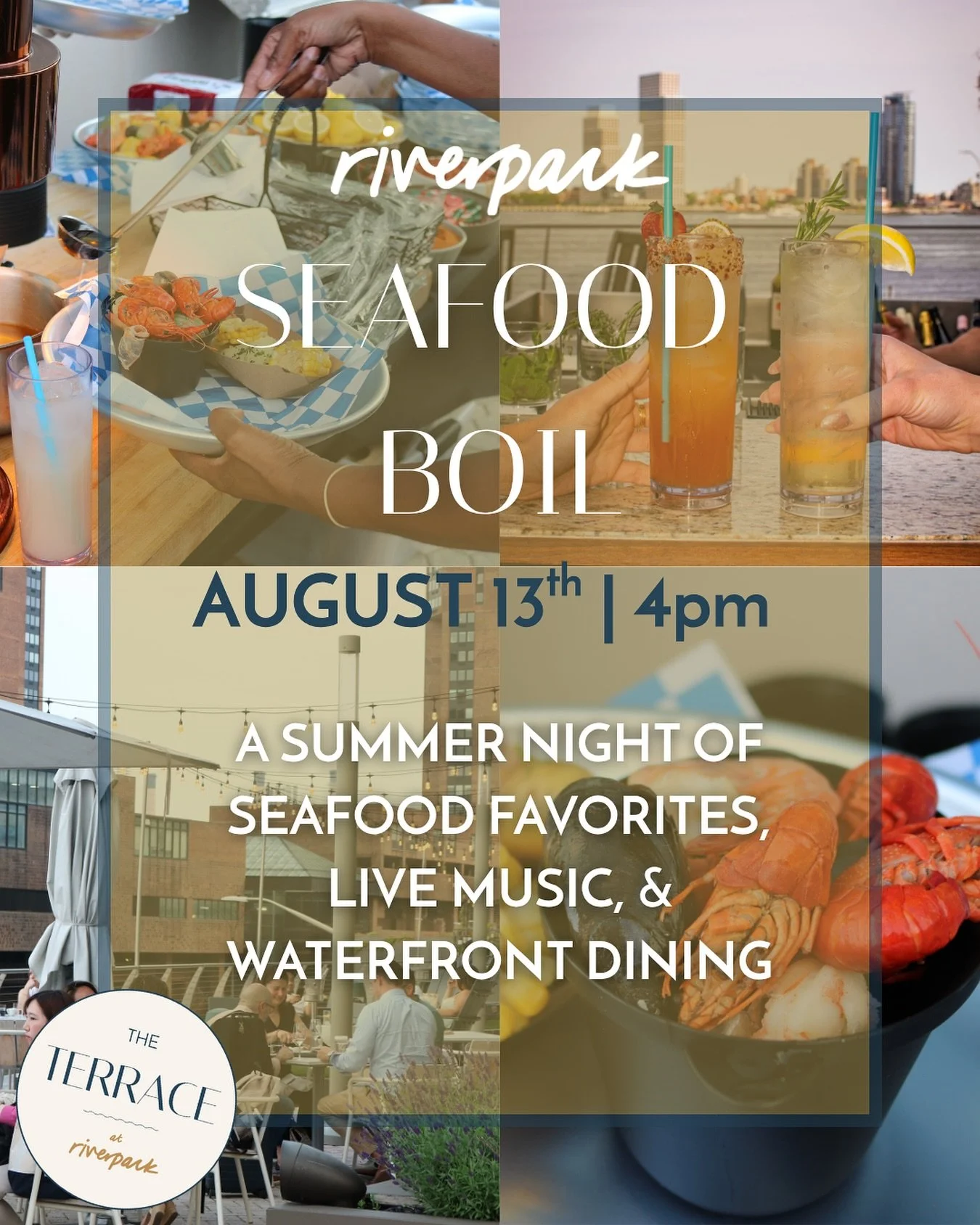 We&rsquo;re keeping summer rolling with a proper Seafood Boil at Riverpark on August 13th!

Crawfish, corn, mussels, and more served up low-country style, with cold drinks and waterfront views to match.

 Roll up your sleeves, this is summer dining i