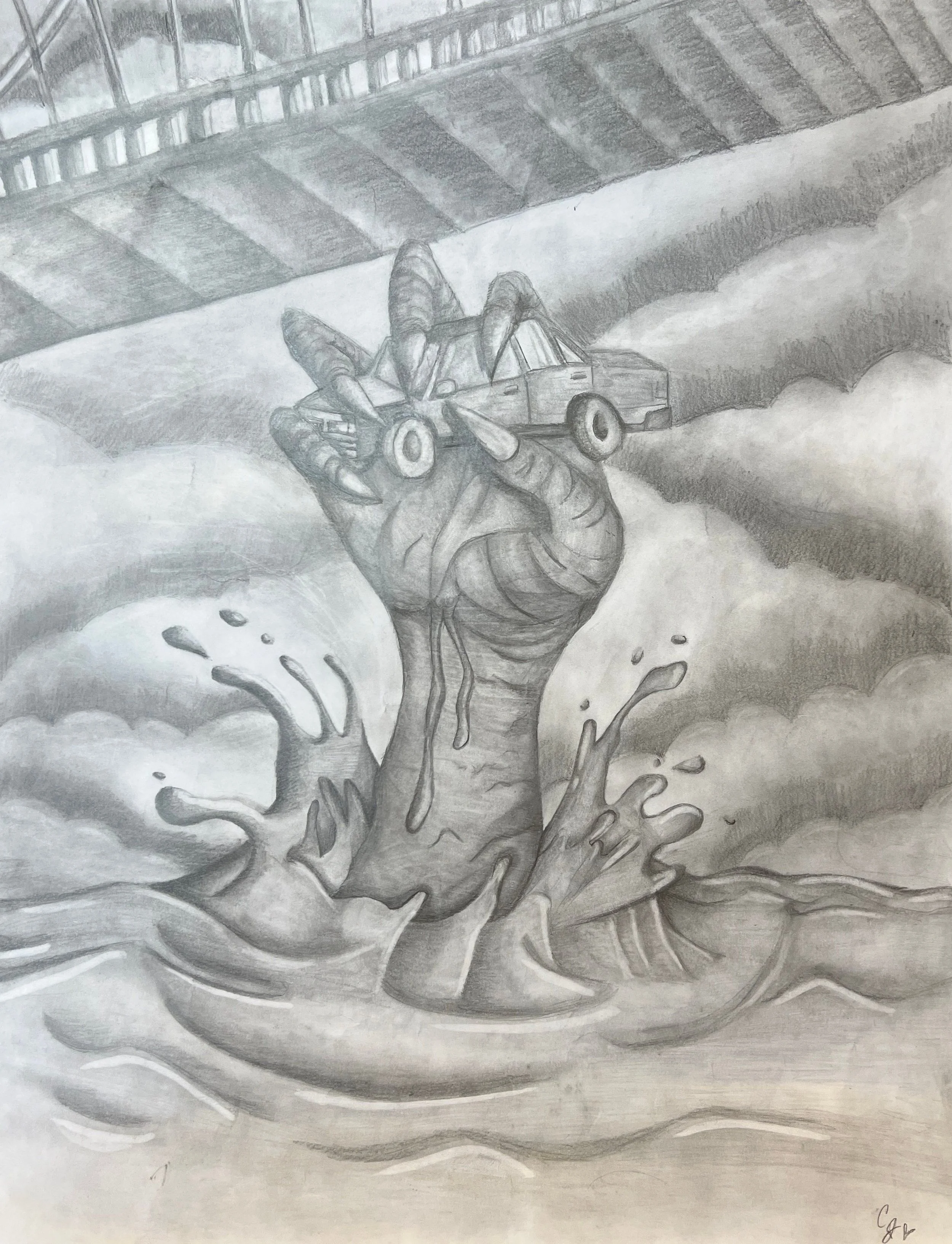 The Hand by Carly Jackson, Graphite, Grade 12, Liberty High School, Teacher: Lauren Latané-Valis, Carroll County Public Schools