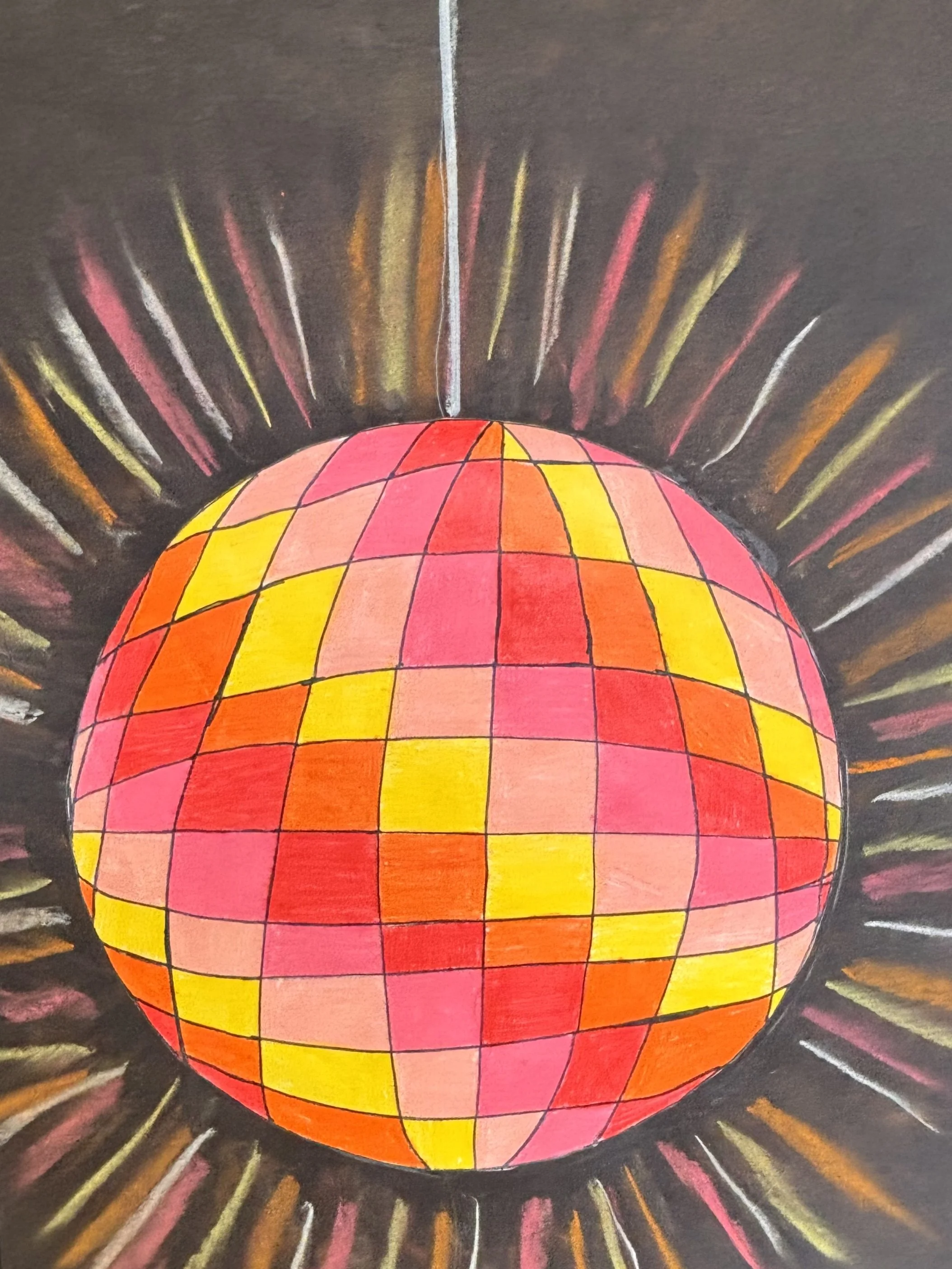 Hot Disco by Elsa Taylor, Color Pencil and Chalk Pastel, Grade 4, Church Hill Elementary, QACPS