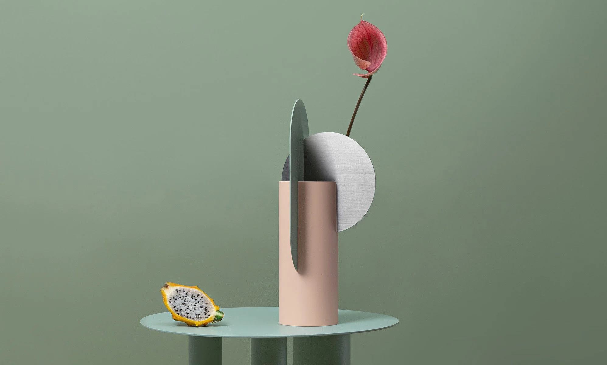 Suprematic Vases in Stainless and Painted Steel