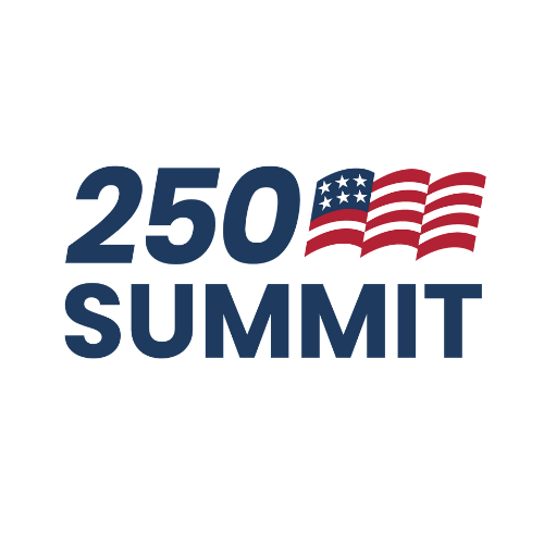 Logo for the 250 Summit with the American flag integrated into the design.