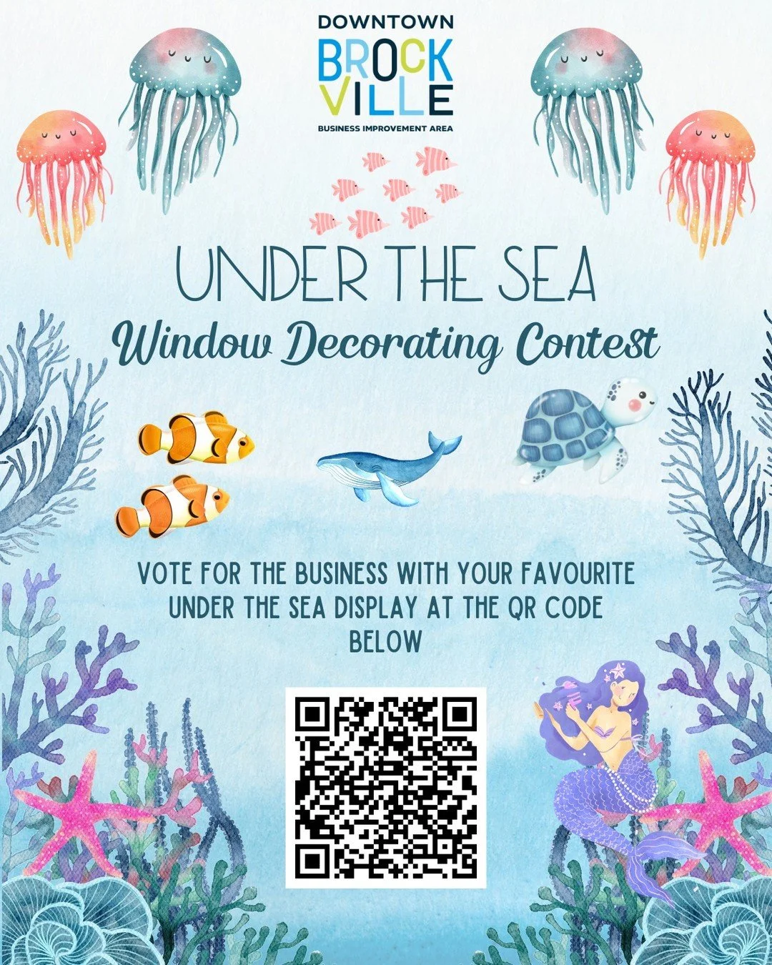While you are visiting @theaquatarium to see the mermaids, make it a full downtown adventure🧜&zwj;♀️

Take a stroll through Downtown Brockville and check out the beautiful displays in our Under the Sea Window Decorating Contest. Local businesses hav
