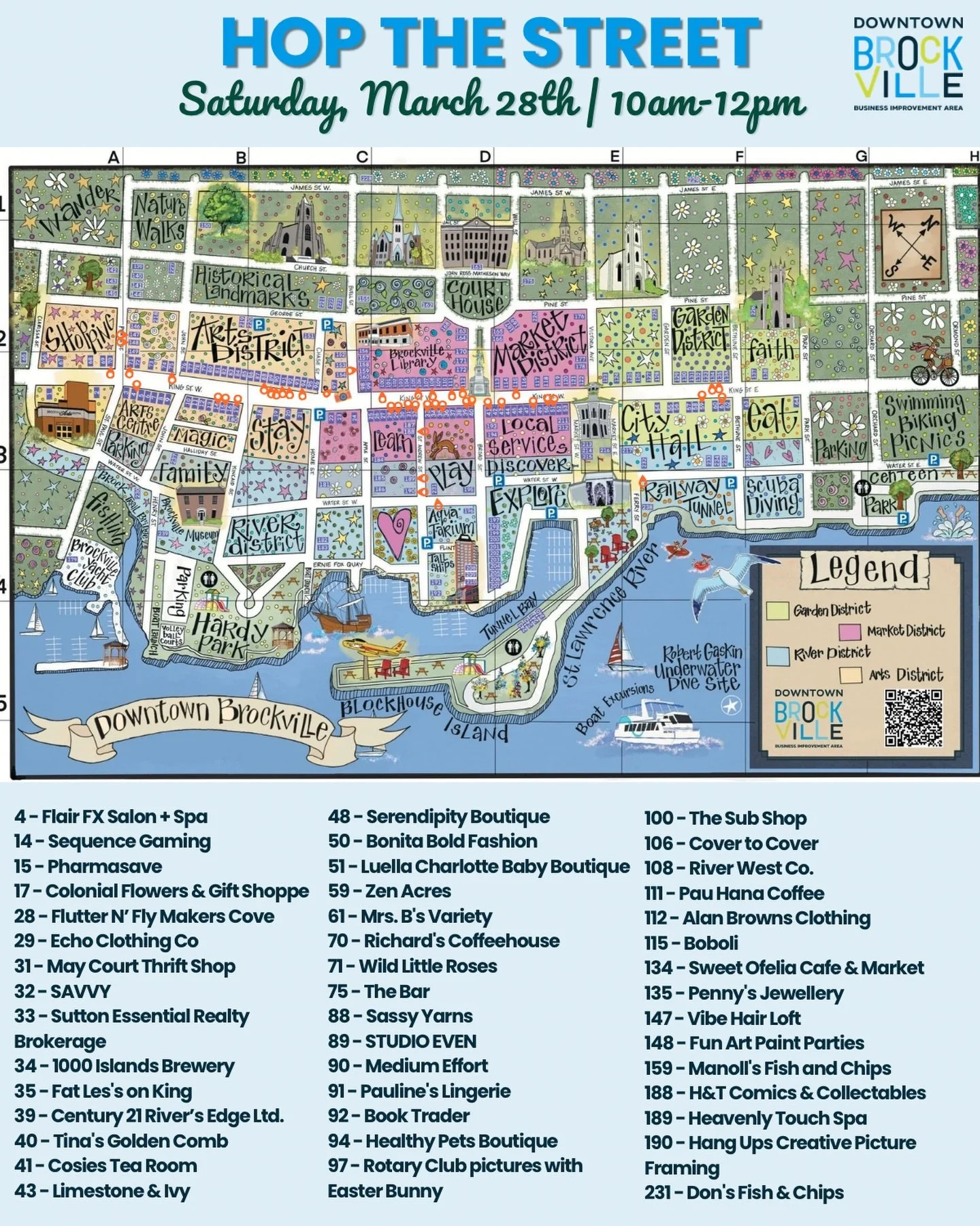 Hop the Street is happening this Saturday, March 28th from 10am-12pm🍬🐰

Participating businesses throughout Downtown Brockville will be handing out free sweet treats for Easter, so bring your friends, bring the family, and get ready to explore. We 