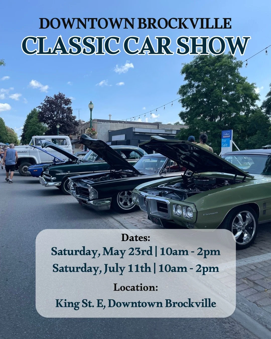Calling all car lovers and classic ride enthusiasts 🚗✨ we are getting ready for another fun filled summer in Downtown Brockville. Shop the Street car shows are rolling back onto King St. E. on Saturday, May 23rd from 10am-2pm and Saturday, July 11th